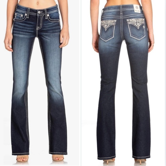 NWOT Miss Me Chloe Bootcut Jeans with Metallic Glitz Faux Flap Pockets Size 32 - Picture 1 of 15